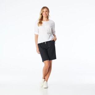 Khoko Collection Women's Linen Short Black