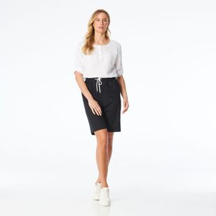 Khoko Collection Women's Linen Short Black