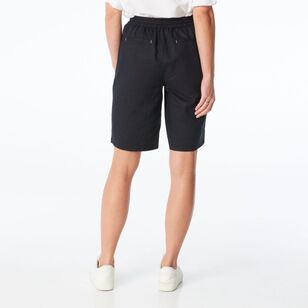 Khoko Collection Women's Linen Short Black