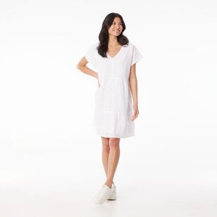 Khoko Collection Women's Broderie Tiered Dress White