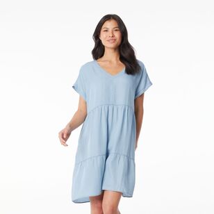 Khoko Collection Women's Tencel Tiered Dress Mid Wash