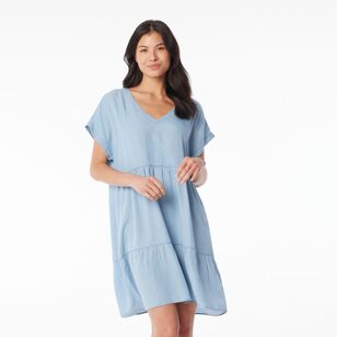 Khoko Collection Women's Tencel Tiered Dress Mid Wash