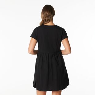 Khoko Collection Women's Slub Tee Shirt Dress Black