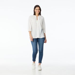 Khoko Collection Women's Boho Blouse Ivory