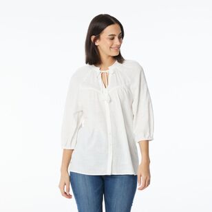 Khoko Collection Women's Boho Blouse Ivory