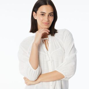 Khoko Collection Women's Boho Blouse Ivory