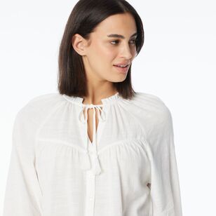 Khoko Collection Women's Boho Blouse Ivory