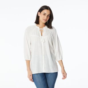 Khoko Collection Women's Boho Blouse Ivory