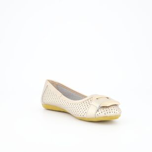 Natural Comfort Women's Donna Laser Cut Ballet Gold Metallic