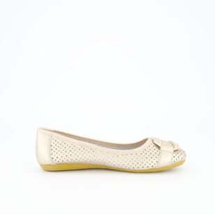 Natural Comfort Women's Donna Laser Cut Ballet Gold Metallic