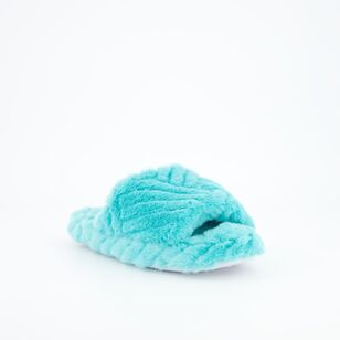 Sash & Rose Women's Gigi Plush Slippers Aqua