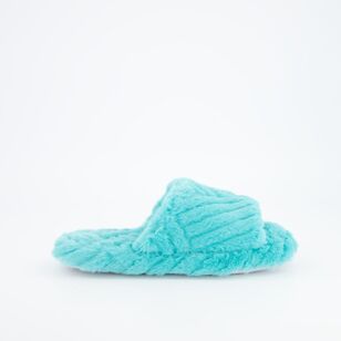 Sash & Rose Women's Gigi Plush Slippers Aqua