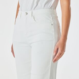 Khoko Collection Women's Wide Leg Crop Jeans White