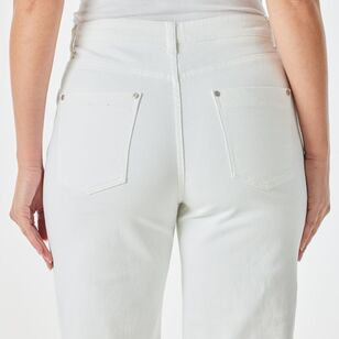 Khoko Collection Women's Wide Leg Crop Jeans White