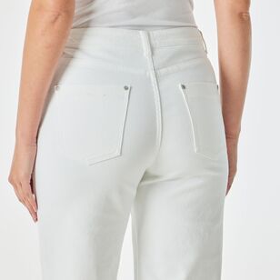 Khoko Collection Women's Wide Leg Crop Jeans White