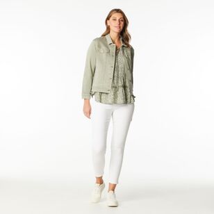 Khoko Collection Women's Denim Jacket Olive