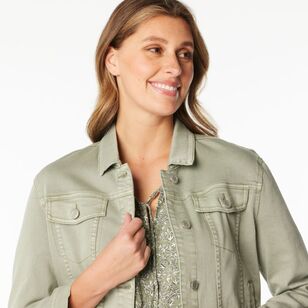 Khoko Collection Women's Denim Jacket Olive