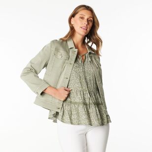 Khoko Collection Women's Denim Jacket Olive