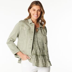 Khoko Collection Women's Denim Jacket Olive