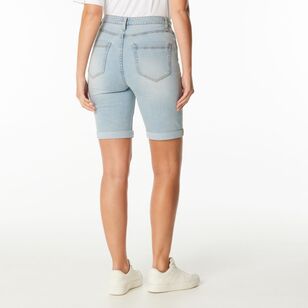 Khoko Collection Women's Five Pocket Stretch Denim Short Frost Wash