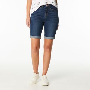 Khoko Collection Women's Five Pocket Stretch Denim Short Indigo