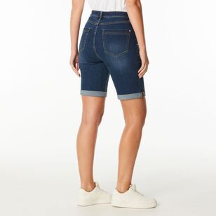 Khoko Collection Women's Five Pocket Stretch Denim Short Indigo