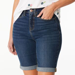 Khoko Collection Women's Five Pocket Stretch Denim Short Indigo