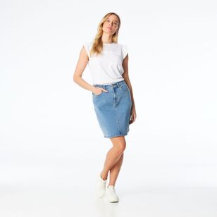 Khoko Collection Women's Denim Skirt Mid Wash