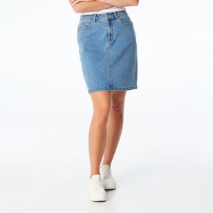 Khoko Collection Women's Denim Skirt Mid Wash