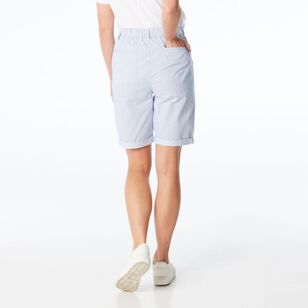 Khoko Collection Women's Chino Stripe Shorts Navy, White Stripe