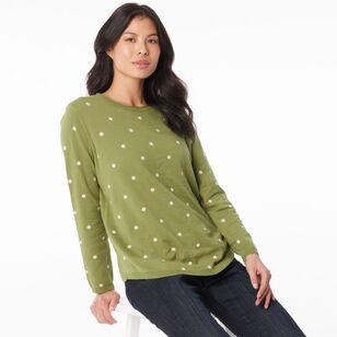 Khoko Collection Women's Jacquard Spot Jumper Avocado