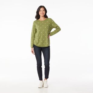 Khoko Collection Women's Jacquard Spot Jumper Avocado