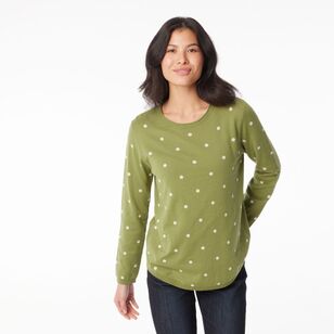 Khoko Collection Women's Jacquard Spot Jumper Avocado