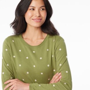 Khoko Collection Women's Jacquard Spot Jumper Avocado