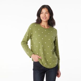 Khoko Collection Women's Jacquard Spot Jumper Avocado