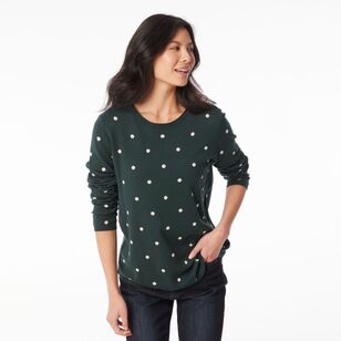 Khoko Collection Women's Jacquard Spot Jumper Petrol