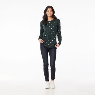 Khoko Collection Women's Jacquard Spot Jumper Petrol