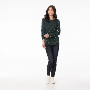 Khoko Collection Women's Jacquard Spot Jumper Petrol