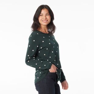 Khoko Collection Women's Jacquard Spot Jumper Petrol