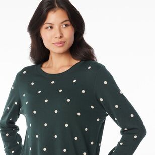 Khoko Collection Women's Jacquard Spot Jumper Petrol