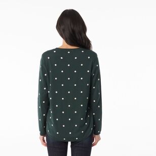 Khoko Collection Women's Jacquard Spot Jumper Petrol