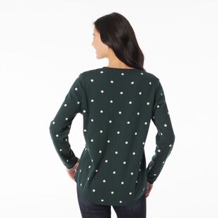 Khoko Collection Women's Jacquard Spot Jumper Petrol