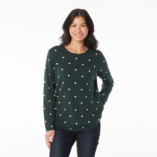 Khoko Collection Women's Jacquard Spot Jumper Petrol