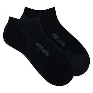 Underworks Women's Cushioned Active Low Cut Sock 2 Pack Black