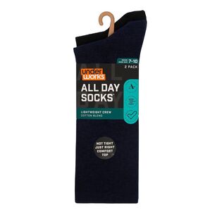 Underworks Men's All Day Lightweight Crew Socks 2 Pack Navy & Grey