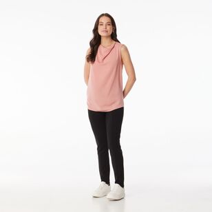 Khoko Smart Women's Herringbone Cowl Neck Top Pink