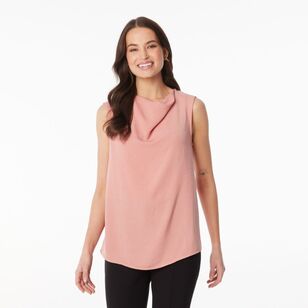 Khoko Smart Women's Herringbone Cowl Neck Top Pink