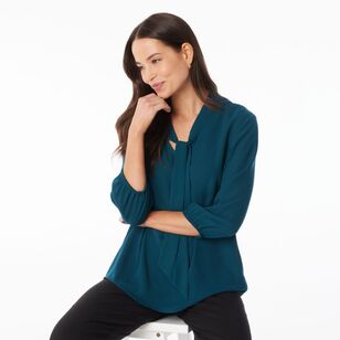 Khoko Smart Women's Bow Shirt Petrol