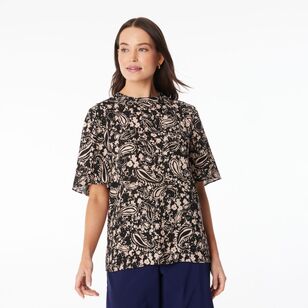 Khoko Smart Women’s Cape Sleeve Paisley Top Multicoloured Print