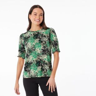 Khoko Smart Women's Jersey Splatter Print Top Green